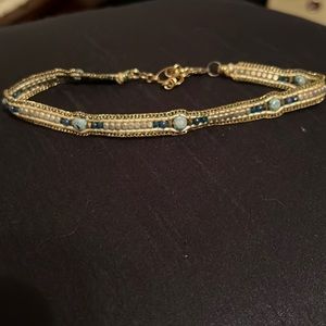 Beautiful gold and blue choker necklace
